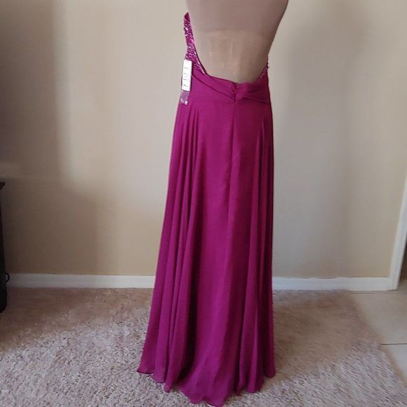 (3) NWT Beautiful Fuchsia Long Gown by Wow Style 8034 - Picture 3 of 5
